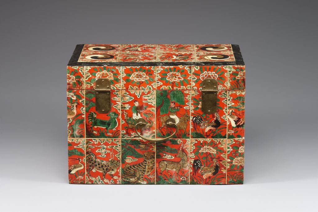 Korean Reverse Painted Accessory Box Hwagak Haem